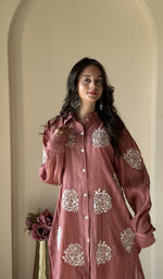 Dusty Rose co-ord set on the model
