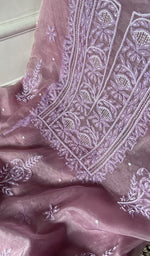 将图像加载到图库查看器中， Gala of the dusty pink kurta piece, worked in fine chikankari