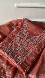 Load image into Gallery viewer, Folded rust organza, gala panel showing
