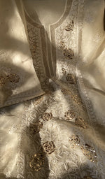 Chikankari worked by hand on organza silk