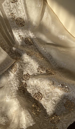 Close view of the ivory kurta fabric