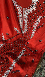 Red pure mul chanderi dupatta with scattered motifs