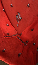 Folded stack, red pure mul chanderi