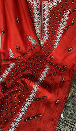 Gala and neckline, fine contrast chikankari with beads sequins cutdana on panel