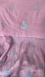 Pink pure mul chanderi dupatta with scattered motifs