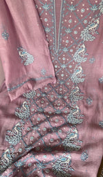 Gala and neckline, fine contrast chikankari with beautiful peacock and lotus