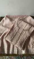 Saziya — Pink Pure Mul Chanderi Cream Thread Chikankari 2 Pc Semi-Stitched Suit Set