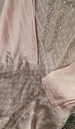 Gala and neckline, fine contrast chikankari with beads sequins cutdana on panel