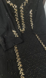 Fine chikankari on panel on the black kurta