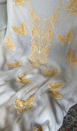 将图像加载到图库查看器中， Border and hem of the white pure mul chanderi