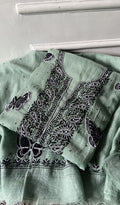 Titlee — Mint Pure Mul Chanderi Chikankari 2 Pc Unstitched Suit Set