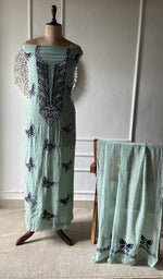 Load image into Gallery viewer, Mint suit set on the mannequin with its dupatta