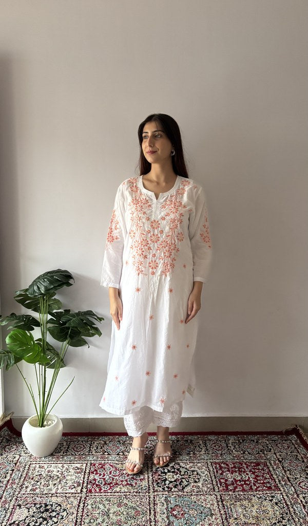 Bahira — White Cotton Chikankari Stitched Kurti