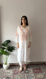 White cotton, front of the kurta