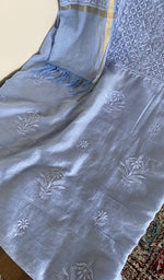 Kurta laid flat with the dupatta, fine chikankari on gala and boota