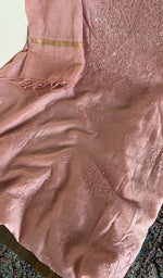 Close look at the fine chikankari on gala and boota with beads and sequins