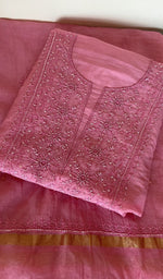 Folded pink mul chanderi kurta, second view