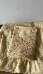 Gala and neckline of the beige kurta