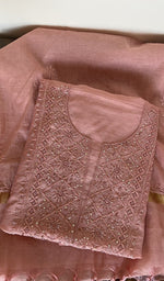 Folded onion pink mul chanderi kurta, second view