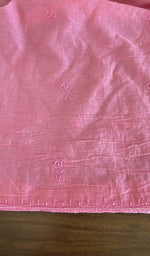 Hand embroidery on carnation pink mul chanderi