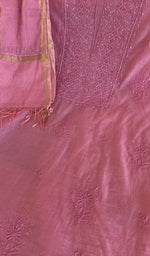 Fine chikankari on gala and boota on the carnation pink mul chanderi