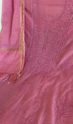 Stitch detail on the carnation pink mul chanderi kurta