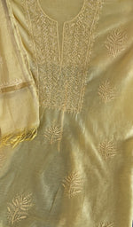 Fine chikankari on gala and boota on the butter yellow kurta