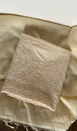 Folded cream mul chanderi kurta, second view