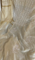 Fine chikankari on gala and boota on the cream mul chanderi
