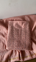 Gala and neckline of the deep peach kurta