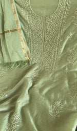 Chikankari worked by hand on mul chanderi
