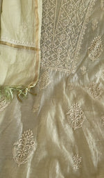 Fine chikankari on gala and boota on the sage green mul chanderi