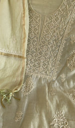 Stitch detail on the sage green mul chanderi kurta
