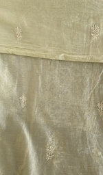 Close view of the sage green kurta fabric