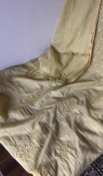 Close look at the fine chikankari on gala and boota with beads and sequins