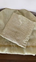 Arisha — Pale Green Pure Mul Chanderi Chikankari 3 Pc Unstitched Suit Set