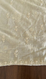 Hand embroidery on pale green mul chanderi