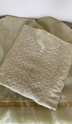 Folded pale green mul chanderi kurta, second view