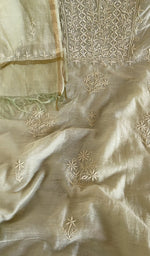 Pale green mul chanderi kurta, close view of the embroidery