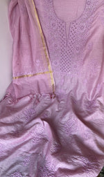 Close look at the fine chikankari on gala and boota with beads and sequins