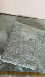 Folded mint mul chanderi kurta, second view