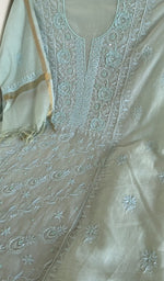 Chikankari worked by hand on mul chanderi