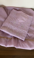 Sanam — Lilac Pure Mul Chanderi Chikankari 3 Pc Unstitched Suit Set