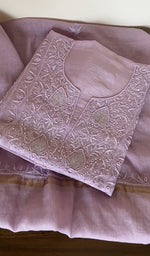 Folded lilac mul chanderi kurta, second view