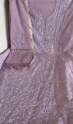 Stitch detail on the lilac mul chanderi kurta