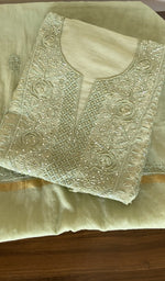 Folded mint green mul chanderi kurta, second view