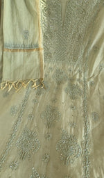 Fine chikankari on panel on the mint green mul chanderi