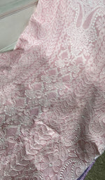 close view of the fine jaaldar chikankari with haath ki jaali