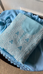 jaali and motif detail, sky blue cotton