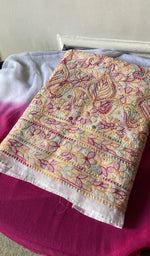 white cotton chikankari suit set, folded